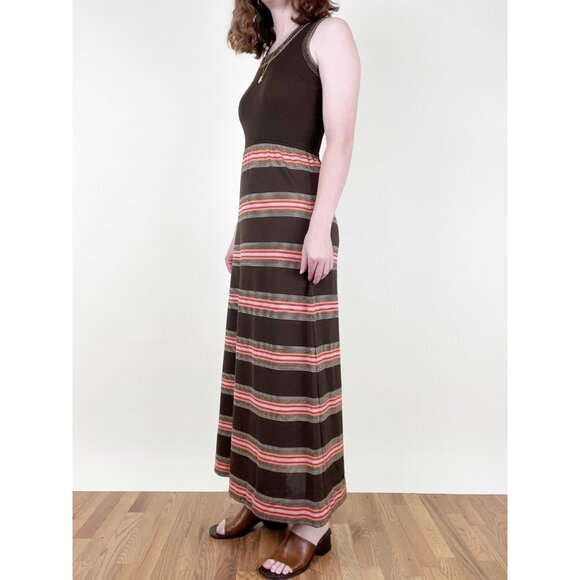 Vintage 70s European Knit Maxi Dress Quiet Luxury Luxe Old Money Italy High Rise - Picture 2 of 8
